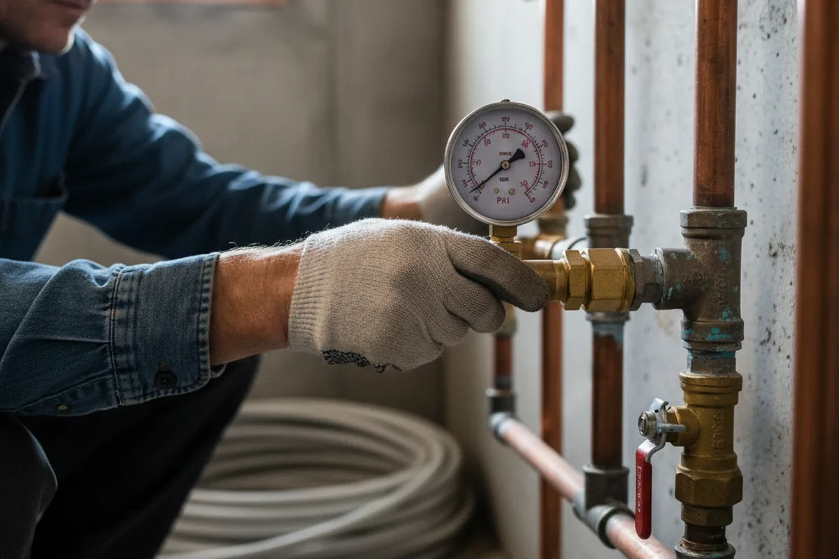 Pressure testing a repaired line during Water Line Repair in Fenton